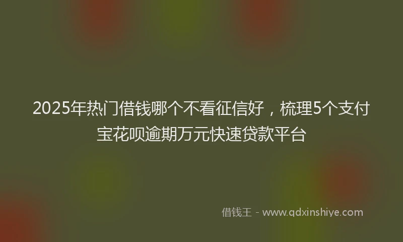 2025年热门借钱哪个不看征信好，梳理5个支付宝花呗逾期万元快速贷款平台