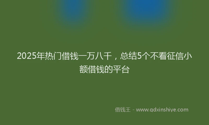 2025年热门借钱一万八千，总结5个不看征信小额借钱的平台