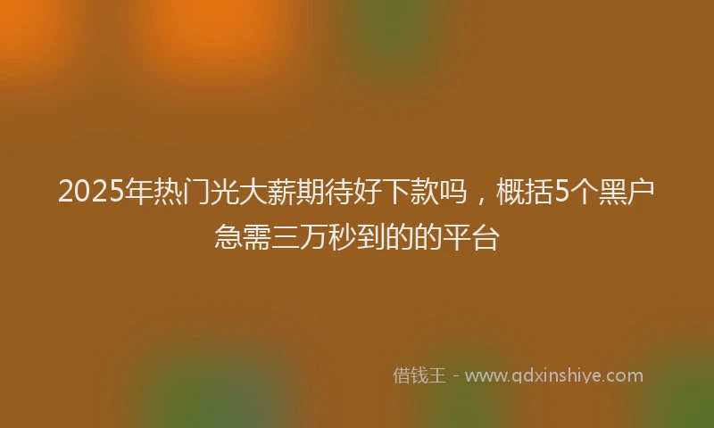 2025年热门光大薪期待好下款吗，概括5个黑户急需三万秒到的的平台