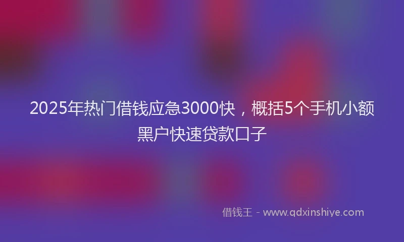 2025年热门借钱应急3000快，概括5个手机小额黑户快速贷款口子