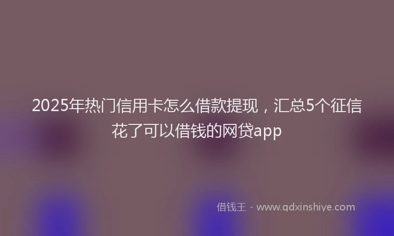 2025年热门信用卡怎么借款提现，汇总5个征信花了可以借钱的网贷app