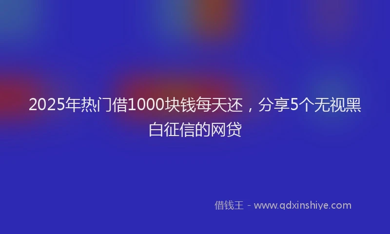 2025年热门借1000块钱每天还，分享5个无视黑白征信的网贷