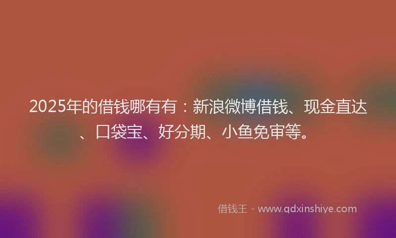 2025年的借钱哪有有：新浪微博借钱、现金直达、口袋宝、好分期、小鱼免审等。