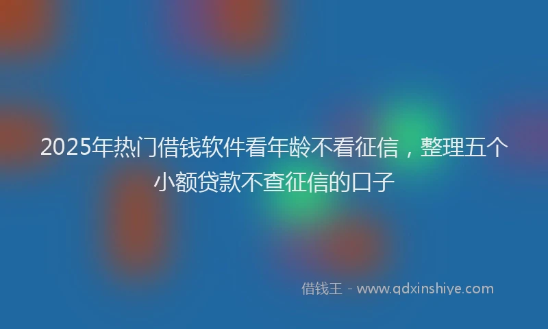 2025年热门借钱软件看年龄不看征信，整理五个小额贷款不查征信的口子