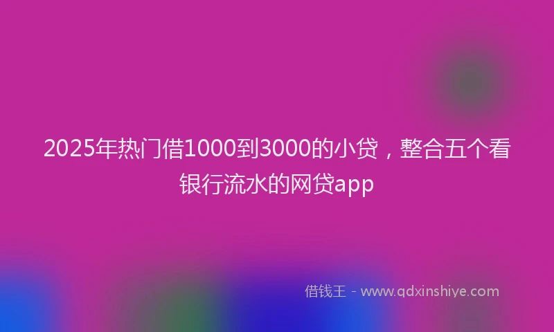 2025年热门借1000到3000的小贷，整合五个看银行流水的网贷app