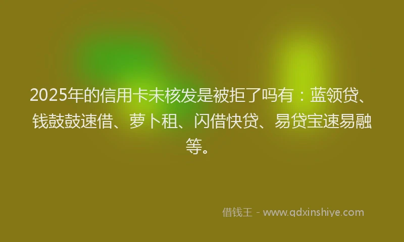 2025年的信用卡未核发是被拒了吗有：蓝领贷、钱鼓鼓速借、萝卜租、闪借快贷、易贷宝速易融等。