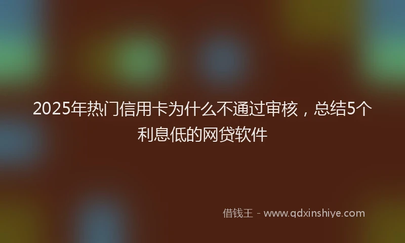 2025年热门信用卡为什么不通过审核，总结5个利息低的网贷软件