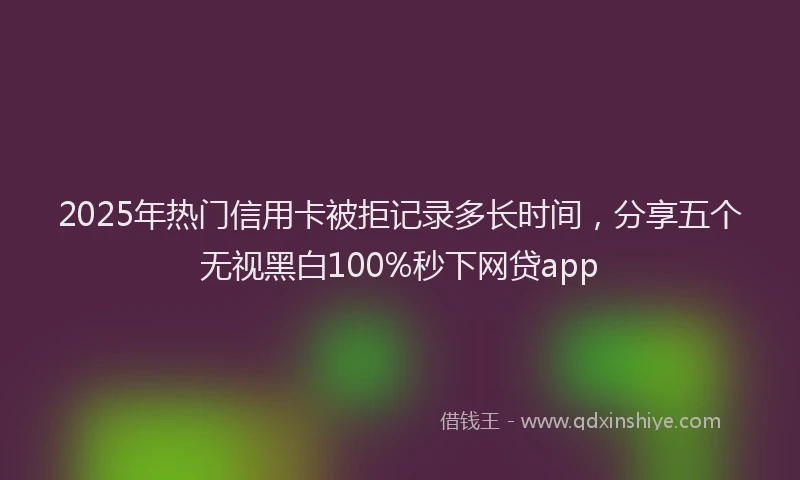 2025年热门信用卡被拒记录多长时间，分享五个无视黑白100%秒下网贷app