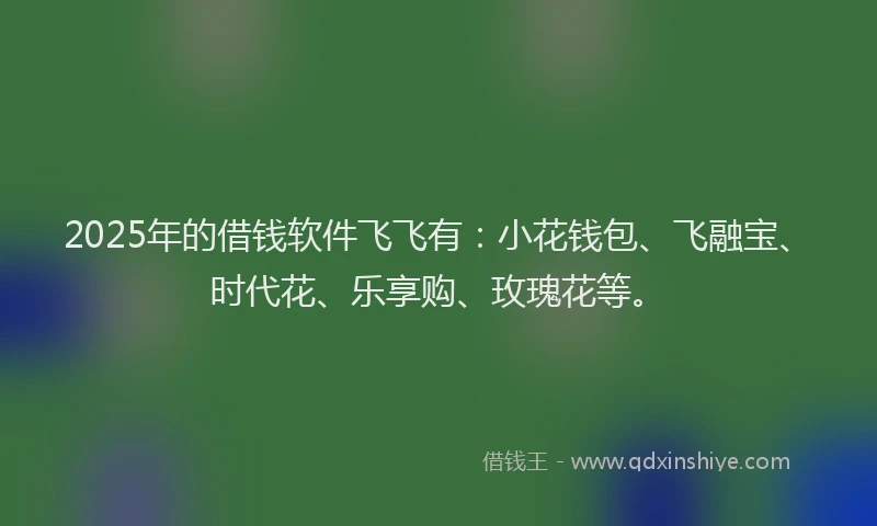 2025年的借钱软件飞飞有：小花钱包、飞融宝、时代花、乐享购、玫瑰花等。