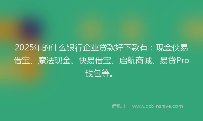 2025年的什么银行企业贷款好下款有：现金侠易借宝、魔法现金、快易借宝、启航商城、易贷Pro钱包等。