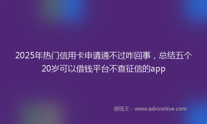 2025年热门信用卡申请通不过咋回事，总结五个20岁可以借钱平台不查征信的app