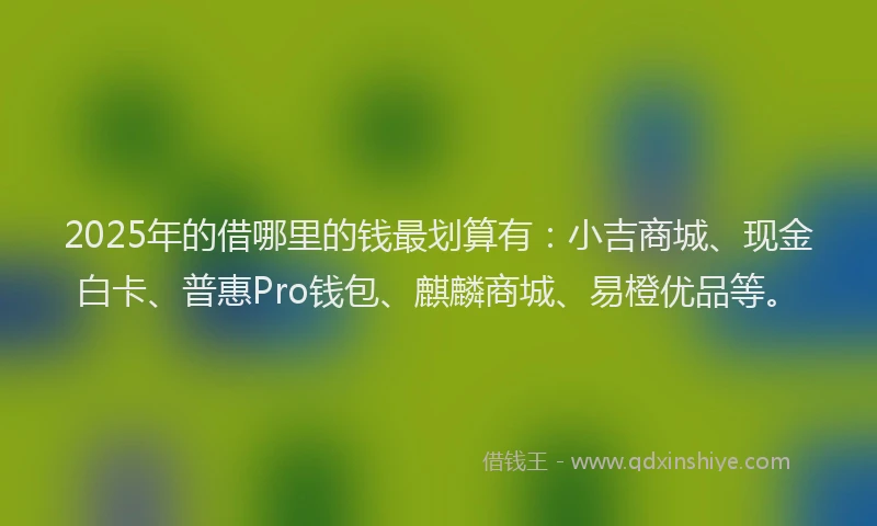 2025年的借哪里的钱最划算有：小吉商城、现金白卡、普惠Pro钱包、麒麟商城、易橙优品等。