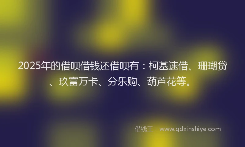 2025年的借呗借钱还借呗有：柯基速借、珊瑚贷、玖富万卡、分乐购、葫芦花等。