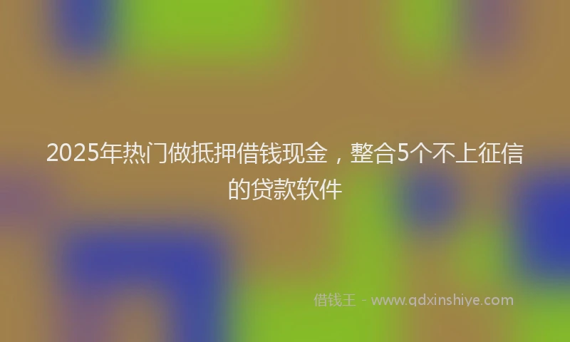 2025年热门做抵押借钱现金，整合5个不上征信的贷款软件