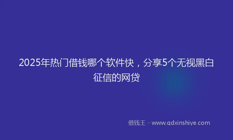 2025年热门借钱哪个软件快，分享5个无视黑白征信的网贷