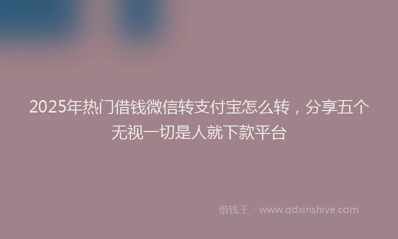 2025年热门借钱微信转支付宝怎么转，分享五个无视一切是人就下款平台