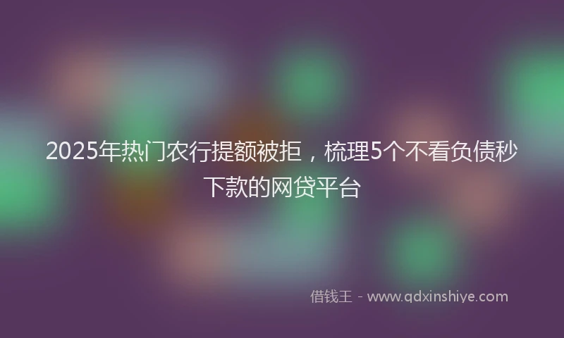 2025年热门农行提额被拒，梳理5个不看负债秒下款的网贷平台