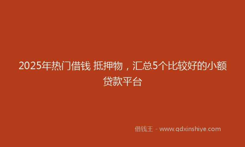 2025年热门借钱 抵押物，汇总5个比较好的小额贷款平台