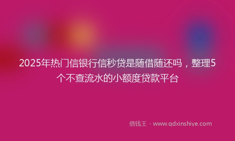 2025年热门信银行信秒贷是随借随还吗，整理5个不查流水的小额度贷款平台