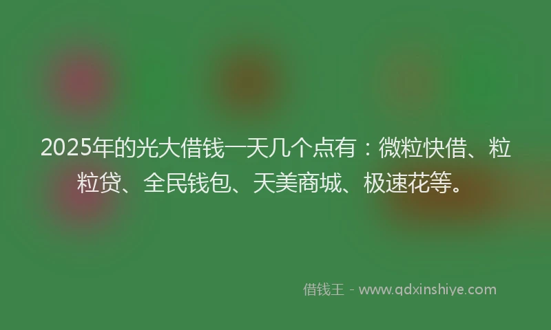 2025年的光大借钱一天几个点有：微粒快借、粒粒贷、全民钱包、天美商城、极速花等。