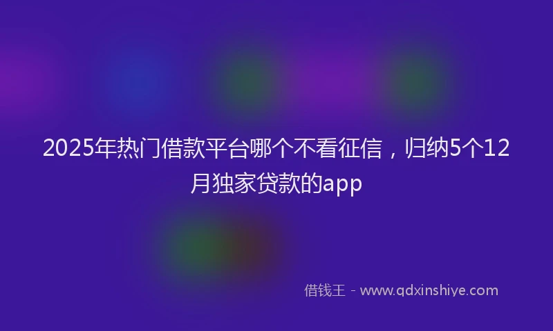 2025年热门借款平台哪个不看征信，归纳5个12月独家贷款的app