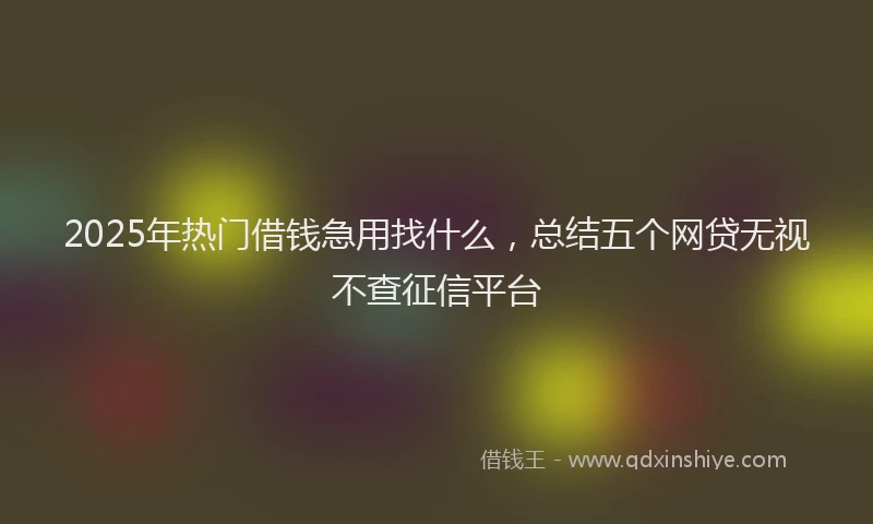 2025年热门借钱急用找什么，总结五个网贷无视不查征信平台