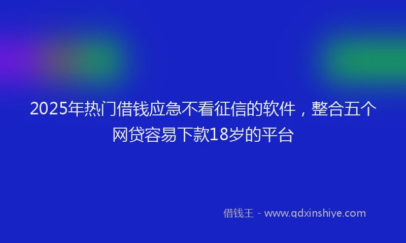 2025年热门借钱应急不看征信的软件，整合五个网贷容易下款18岁的平台
