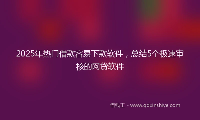 2025年热门借款容易下款软件，总结5个极速审核的网贷软件