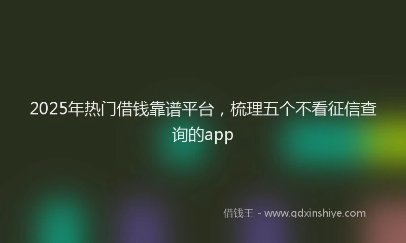 2025年热门借钱靠谱平台，梳理五个不看征信查询的app