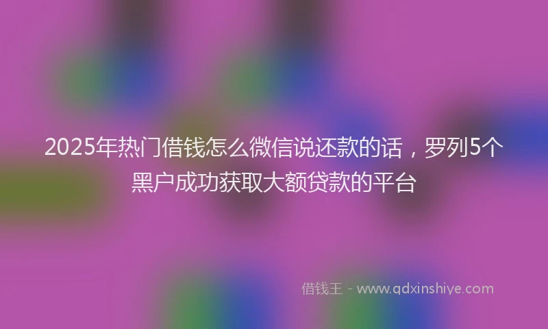 2025年热门借钱怎么微信说还款的话，罗列5个黑户成功获取大额贷款的平台