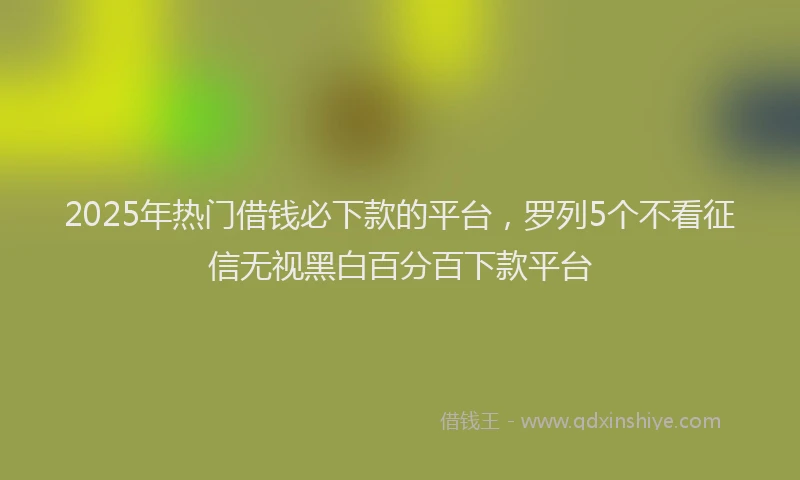 2025年热门借钱必下款的平台，罗列5个不看征信无视黑白百分百下款平台