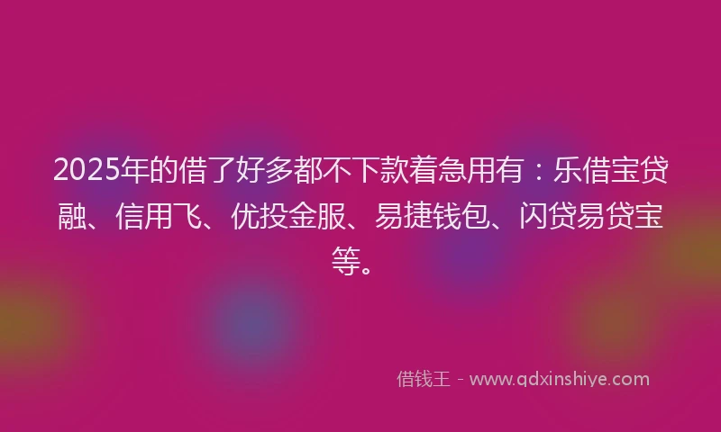 2025年的借了好多都不下款着急用有：乐借宝贷融、信用飞、优投金服、易捷钱包、闪贷易贷宝等。