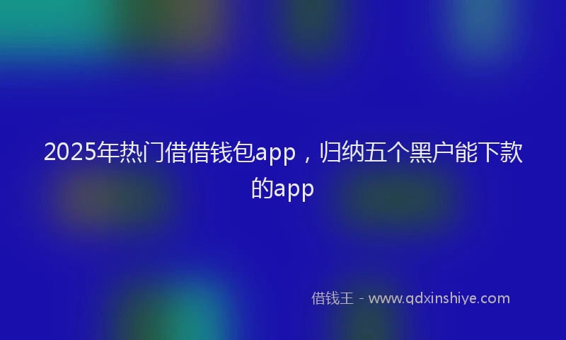 2025年热门借借钱包app，归纳五个黑户能下款的app