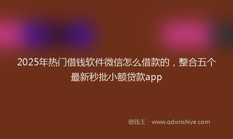 2025年热门借钱软件微信怎么借款的，整合五个最新秒批小额贷款app