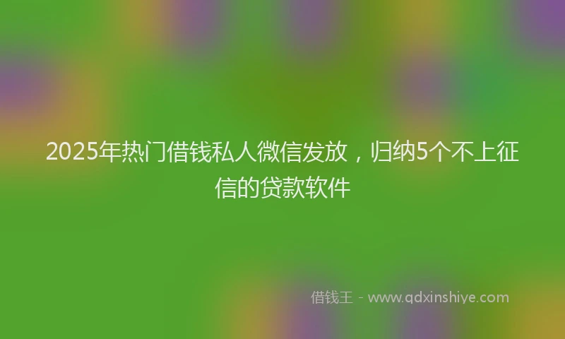 2025年热门借钱私人微信发放，归纳5个不上征信的贷款软件