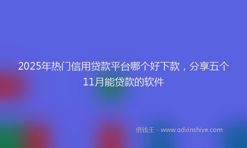 2025年热门信用贷款平台哪个好下款，分享五个11月能贷款的软件