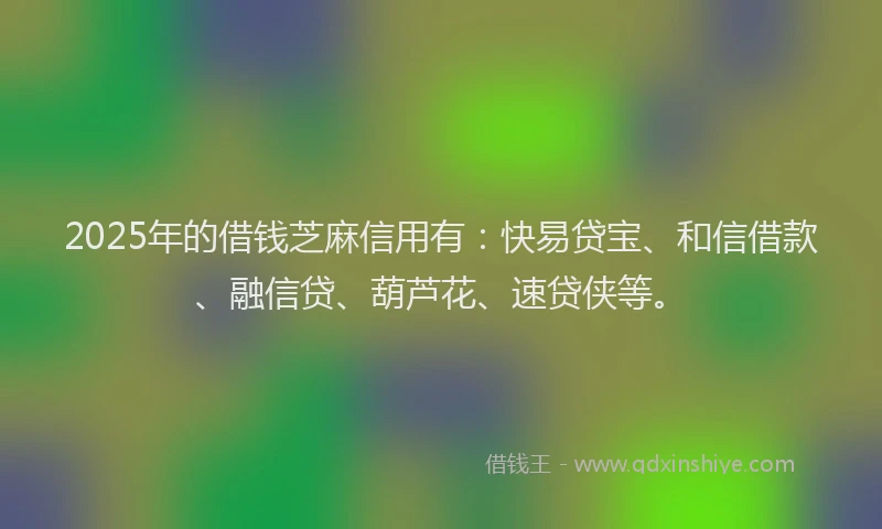2025年的借钱芝麻信用有：快易贷宝、和信借款、融信贷、葫芦花、速贷侠等。