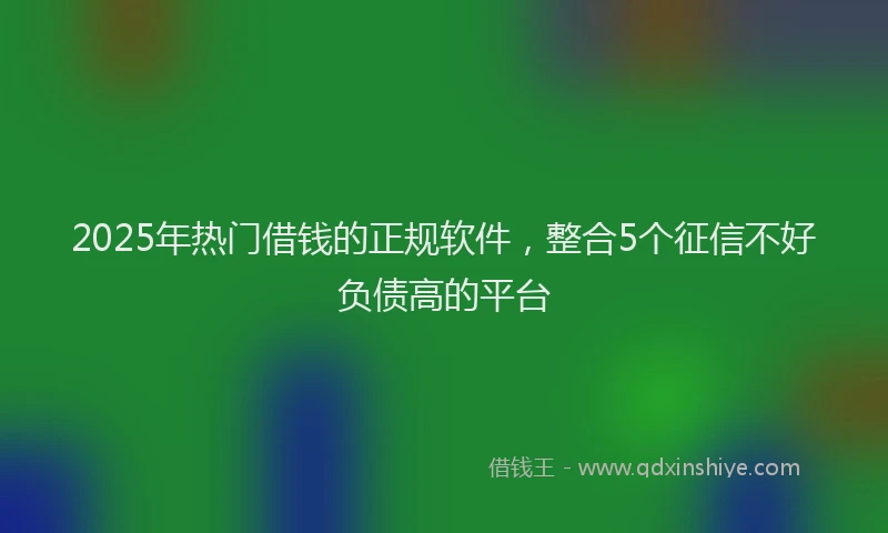 2025年热门借钱的正规软件，整合5个征信不好负债高的平台
