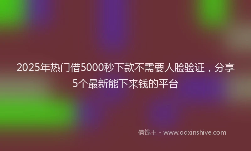 2025年热门借5000秒下款不需要人脸验证，分享5个最新能下来钱的平台