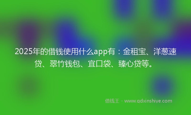 2025年的借钱使用什么app有：金租宝、洋葱速贷、翠竹钱包、宜口袋、臻心贷等。