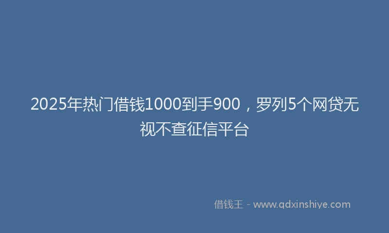 2025年热门借钱1000到手900，罗列5个网贷无视不查征信平台