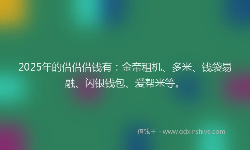 2025年的借借借钱有：金帝租机、多米、钱袋易融、闪银钱包、爱帮米等。