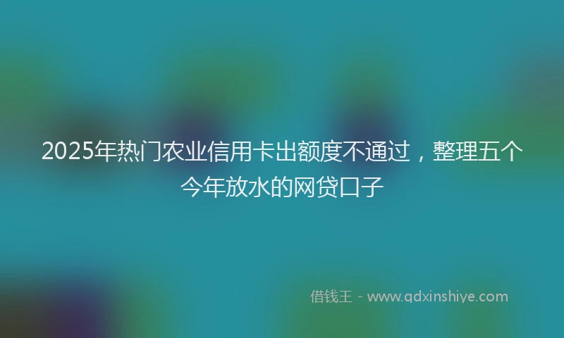 2025年热门农业信用卡出额度不通过，整理五个今年放水的网贷口子