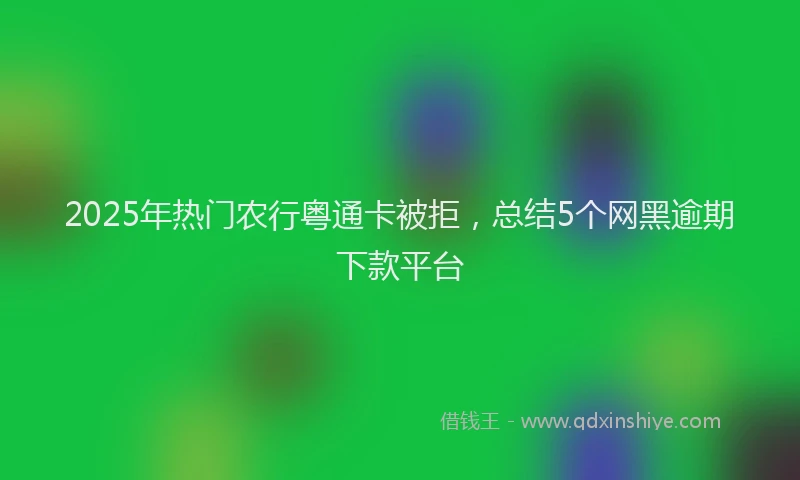 2025年热门农行粤通卡被拒，总结5个网黑逾期下款平台