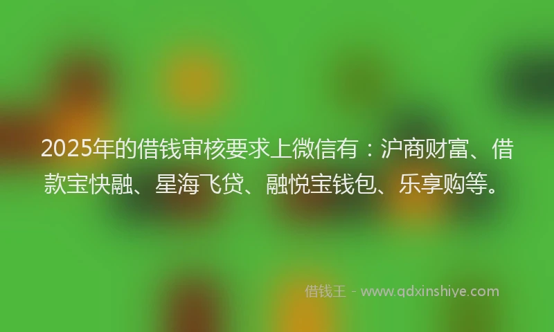 2025年的借钱审核要求上微信有：沪商财富、借款宝快融、星海飞贷、融悦宝钱包、乐享购等。