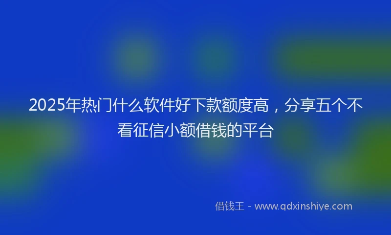 2025年热门什么软件好下款额度高，分享五个不看征信小额借钱的平台