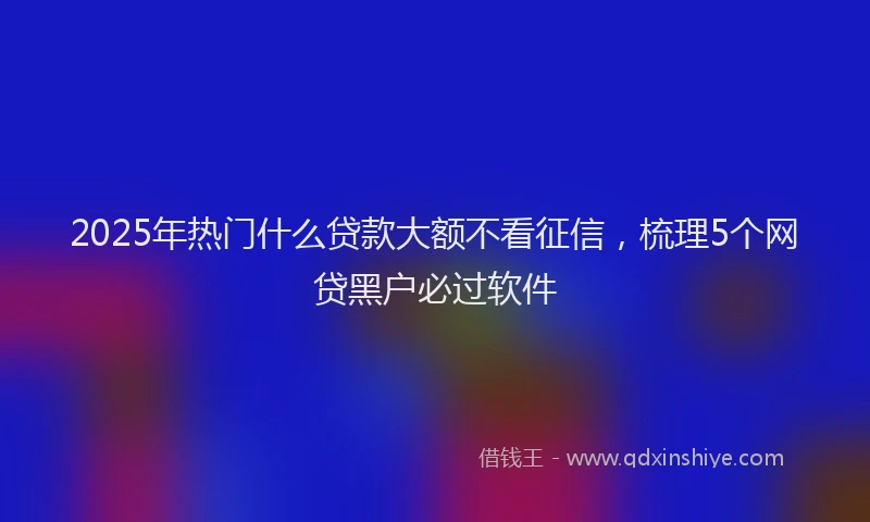 2025年热门什么贷款大额不看征信，梳理5个网贷黑户必过软件