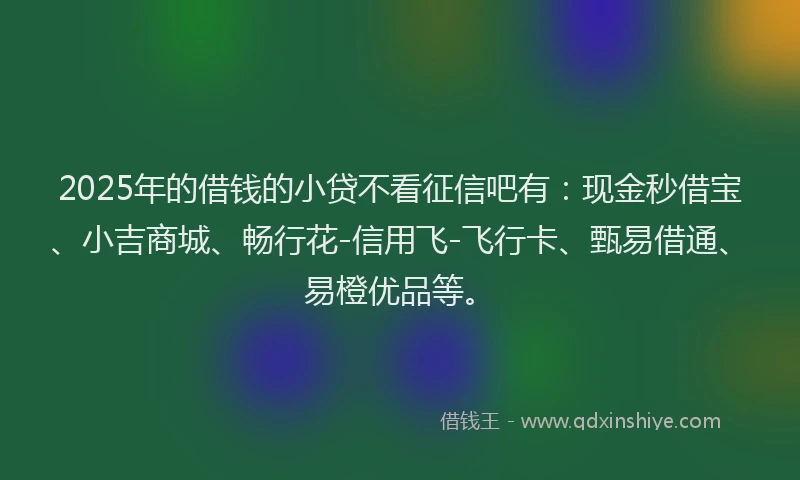 2025年的借钱的小贷不看征信吧有：现金秒借宝、小吉商城、畅行花-信用飞-飞行卡、甄易借通、易橙优品等。
