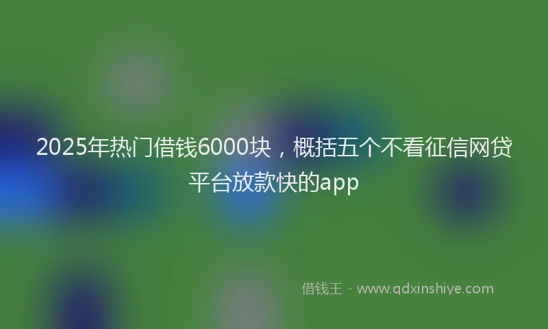 2025年热门借钱6000块，概括五个不看征信网贷平台放款快的app