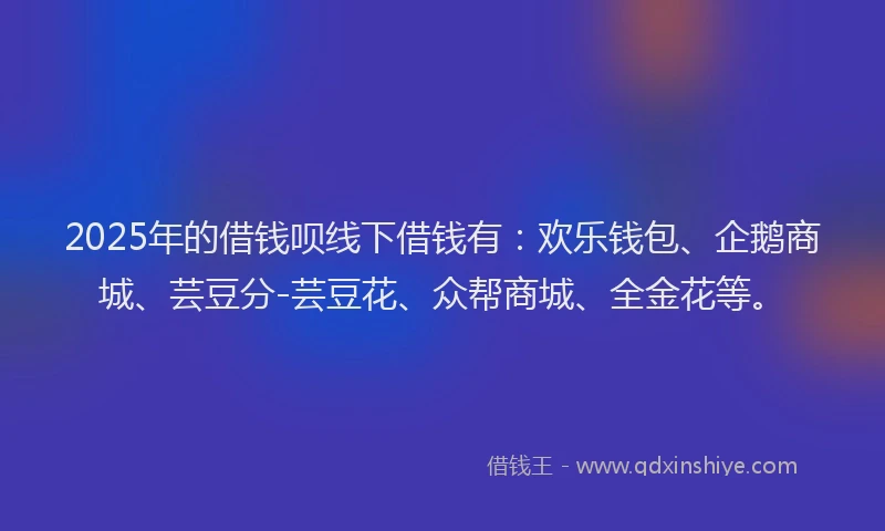 2025年的借钱呗线下借钱有：欢乐钱包、企鹅商城、芸豆分-芸豆花、众帮商城、全金花等。